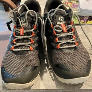 Merrill Gray and Orange trail running Shoes